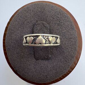 VTG Solid Sterling Silver 925 Alternating Heart Band Toe Ring Size 2.75